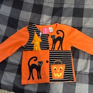Rare Michael Simon Orange Cat and Pumpkin Kids cardigan